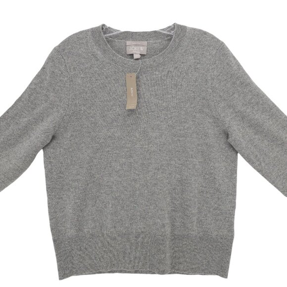 NWT J CREW 100% Cashmere Classic-Fit Crewneck Sweater HEATHER ASH Gray MEDIUM - Picture 2 of 8